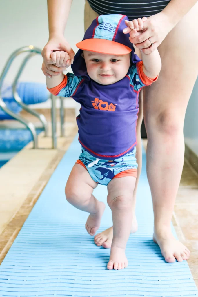 toddler about to go swimming 