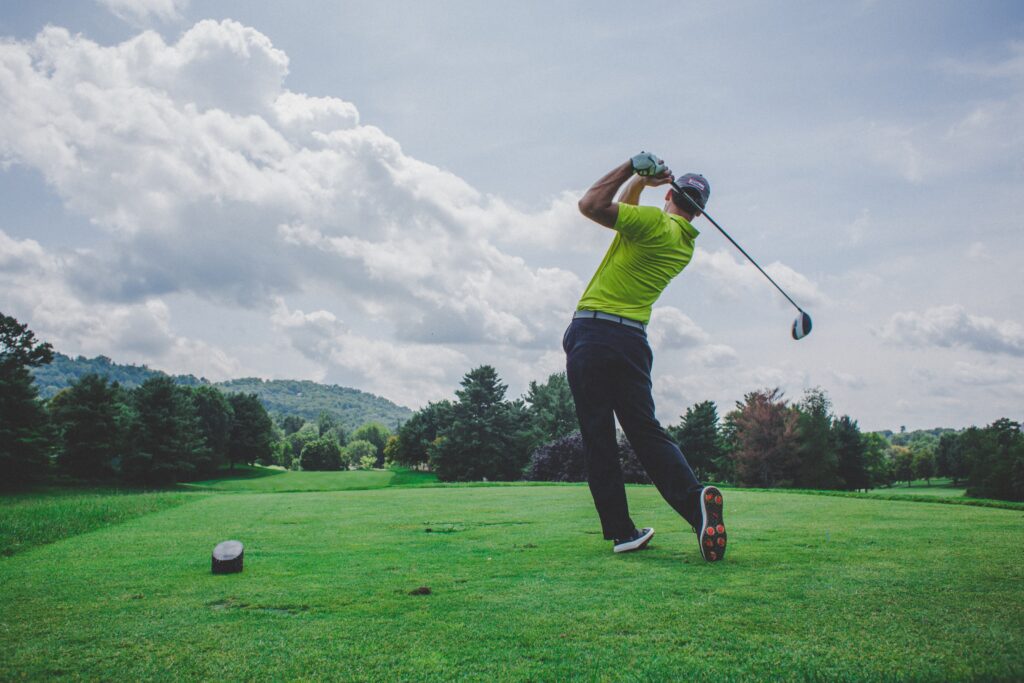 man in golf trousers