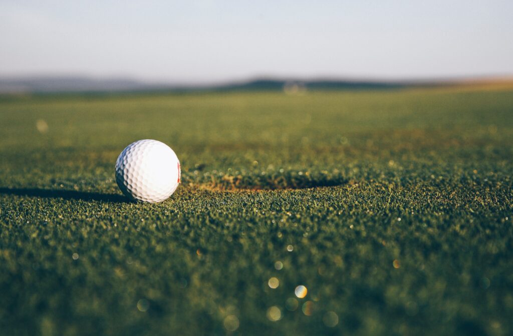 golf ball beside hole